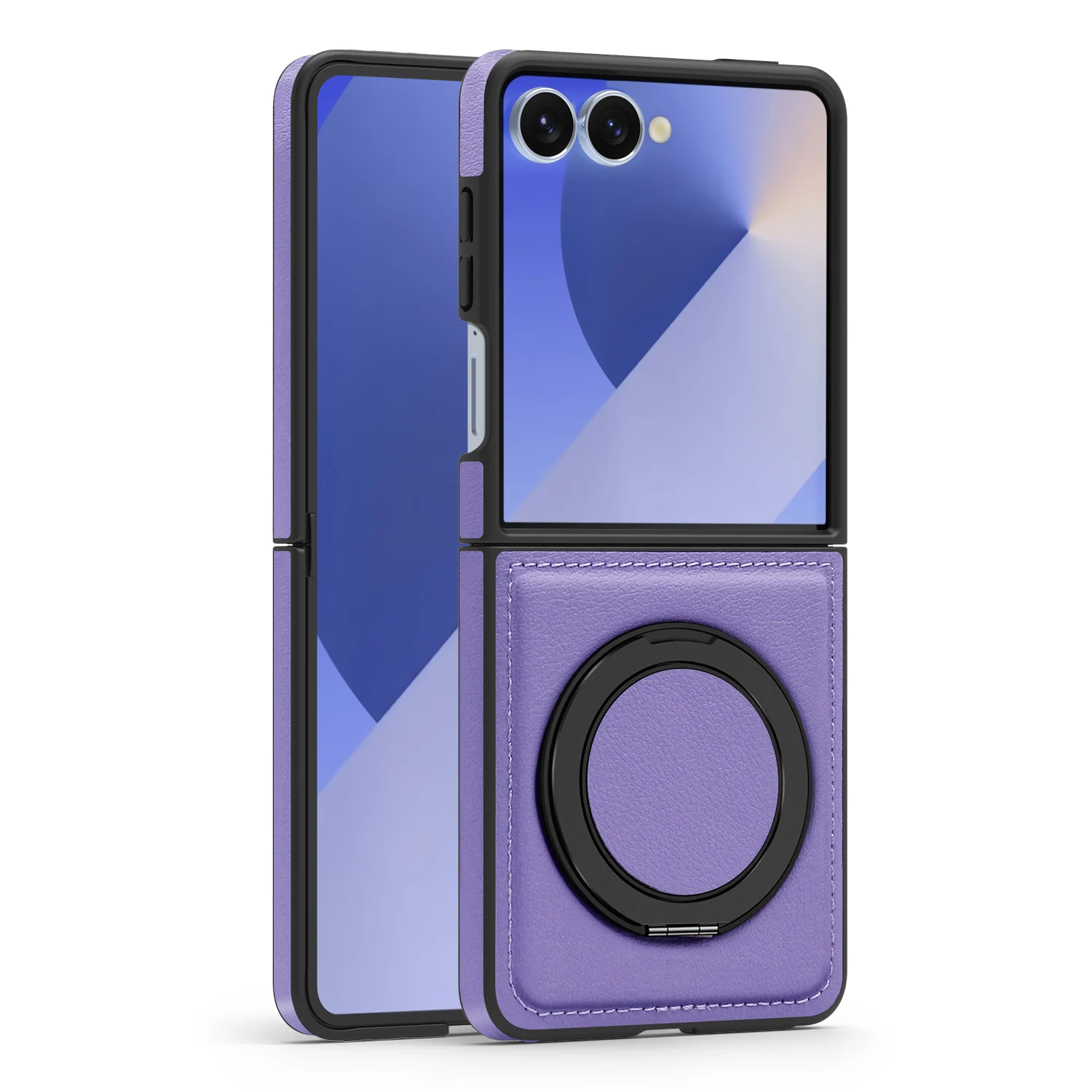 Premium PU Leather Magnetic Case with 360° Rotation Ring Stand Cover