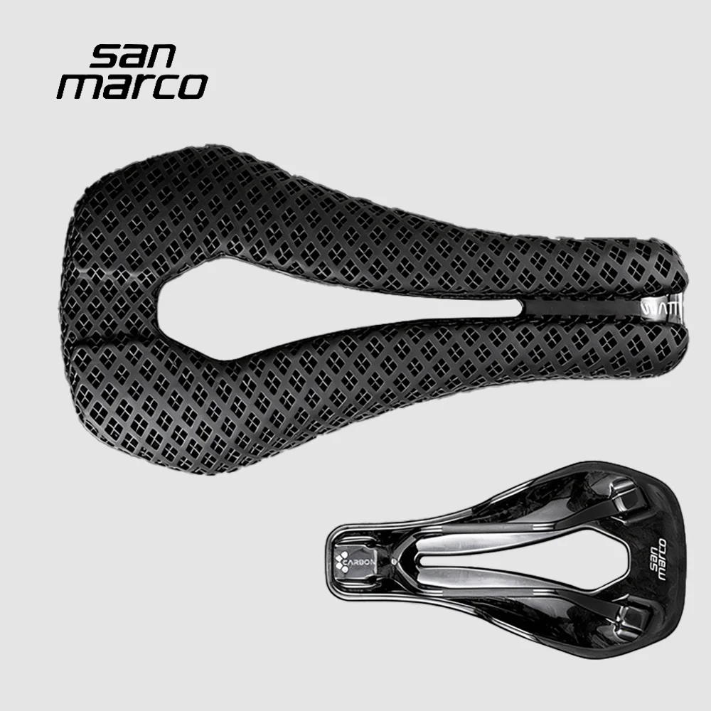 San Marco Saddle 3D-gedruckter Rennrad- und MTB-Carbon-Fahrradsattel für TT Triathlon 255*132mm – Ultraleicht, atmungsaktiv, weich – Detail 1
