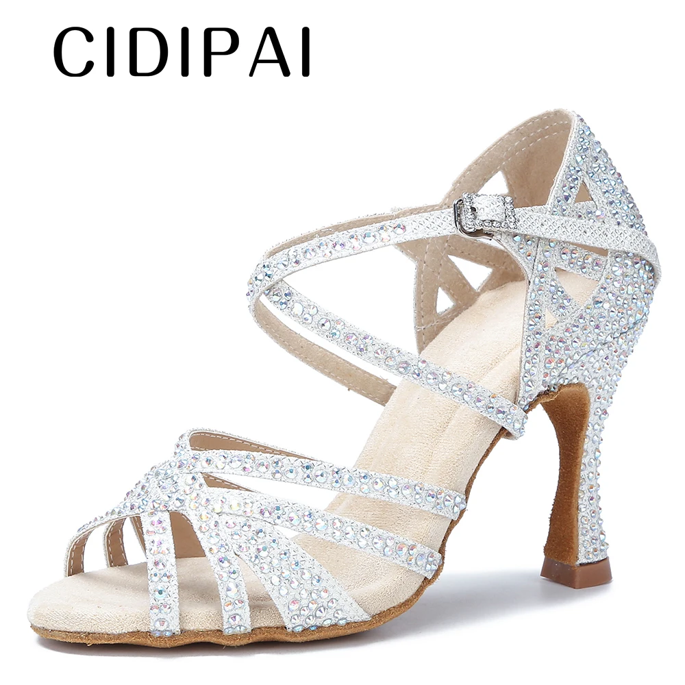 CIDIPAI Latin Dance Shoes Woman Salsa Performance Ballroom Shiny Dance Shoes Indoor Party Shoes Golden Women's Wedding Shoes