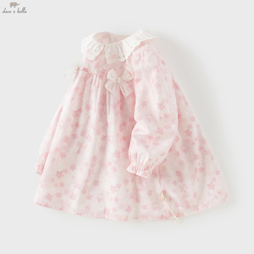 Dave Bella Children Floral Long Sleeve Dress Girls Spring Autumn Clothes Baby Sweet Kid Outdoor Party Princess Dress DB1260550