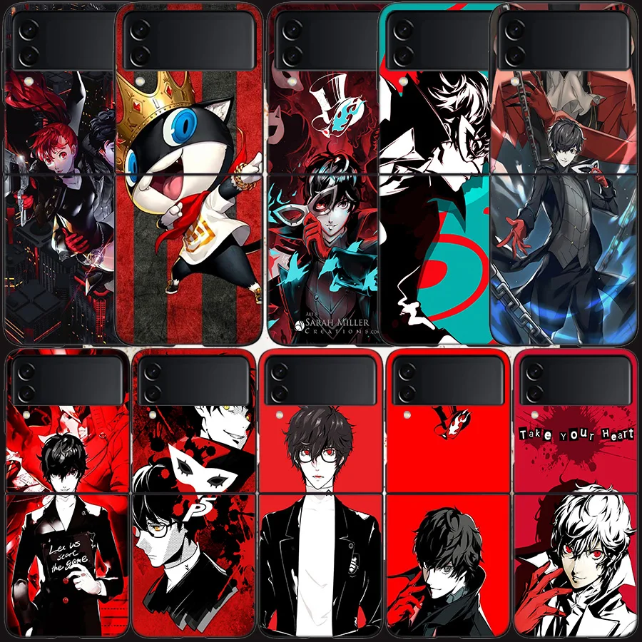 Persona 5 Prendi Il Tuo Cuore Custodia Per Samsung Galaxy Z Flip 3 Flip 5 4 5G Cover Rigida Nera Per Cellulare Samsung Z Flip 5 5G Pc Di Lusso