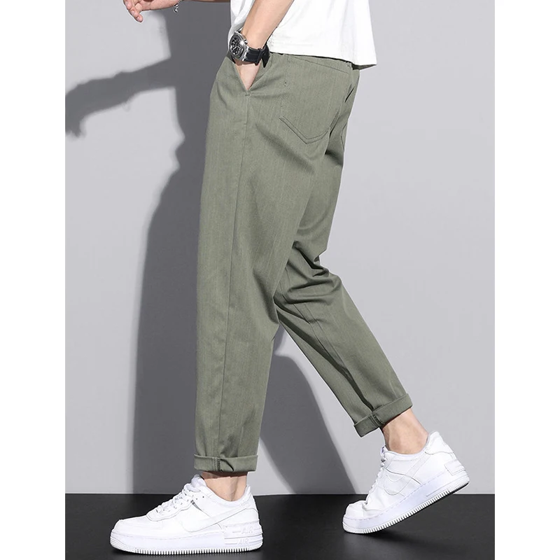 Autumn Winter Male Solid Color Loose Casual Pants Hombre Simple Fashion All-match Harem Lace Up Sweatpants Men Straight Trousers