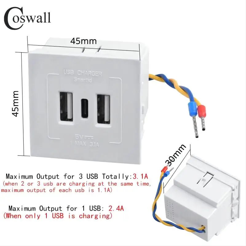 Coswall Dual USB Wall Charger with 20W Fast Charging Capability