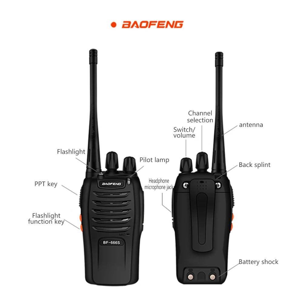 Baofeng BF-666S Walkie Talkie 1500Mah 5W 3Km-5Km Walkie Talkie Profesional, Hotels, Road Trips, Bouwplaatsen Kunnen Worden Gebru 5