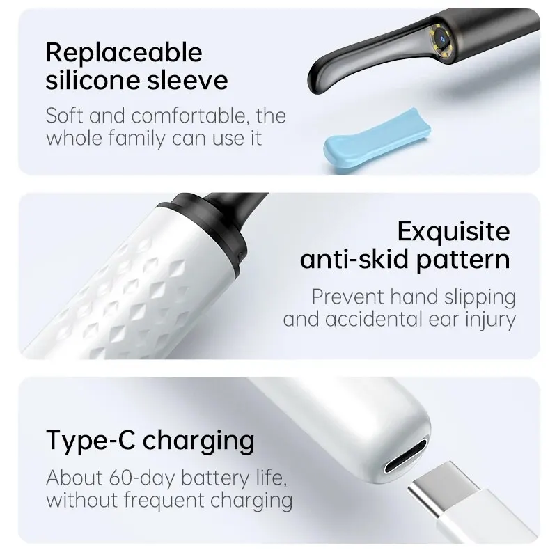WIFI Visual Ear Cleaner Otoscope Camera with 6 LED Lights 4.0mm Mini Ear Wax Removal Tool With Camera Take Video 500W HD Earpick 3