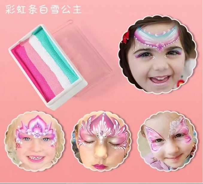 Grenzüberschreitende Malpigmente für Kinder, Gesichtsfarben, Regenbogenstreifen für Bühnen-Make-up, Gesichtswaschpigmente auf Wasserbasis, Wasser – Detail 4