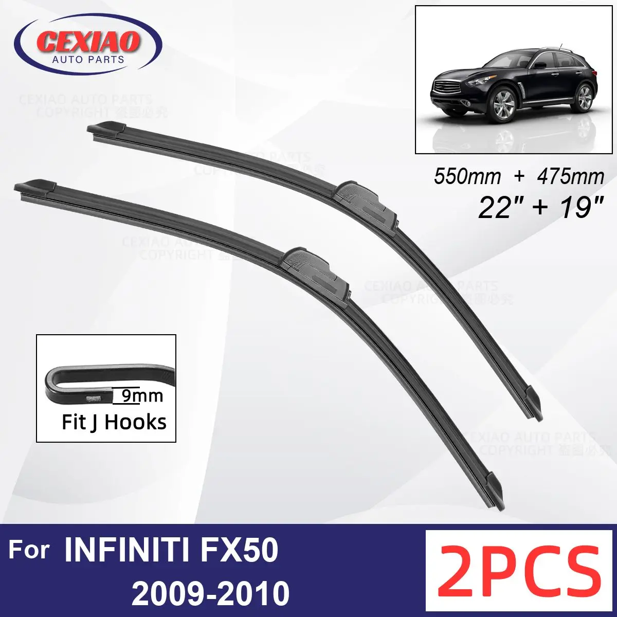 

Щетки стеклоочистителя автомобильные для INFINITI FX50 2009-2010, 22 + 19 дюймов, 550 мм + 475 мм