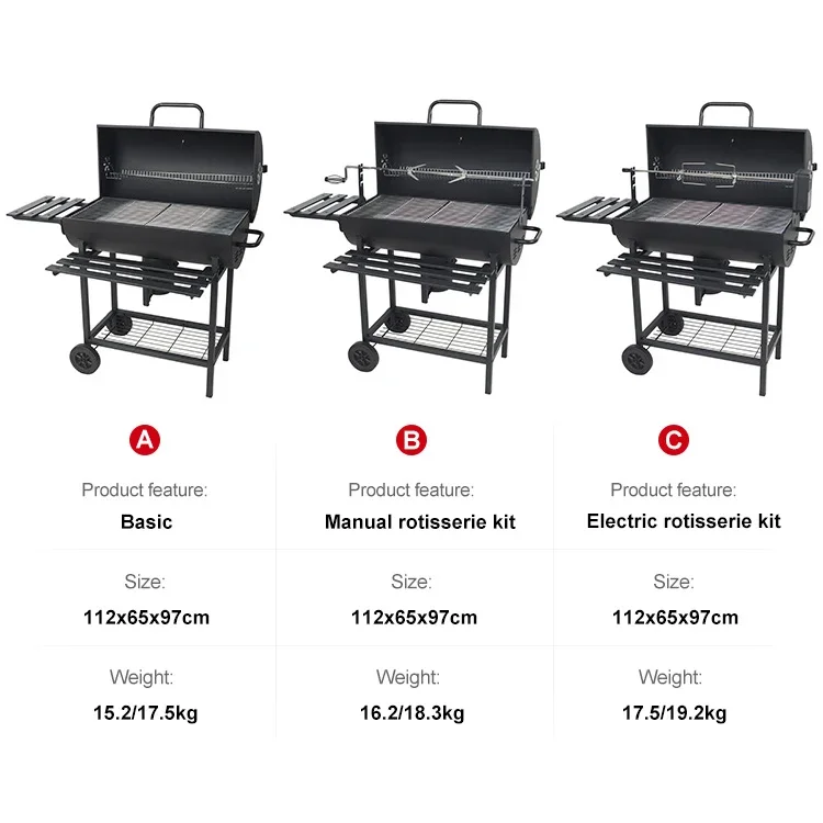 Heavy  Barrel Electric Chicken Rotisserie Kit Barbecue Grill Iron Manual Rotisserie Charcoal Bbq Grill For Outdoor Party 3