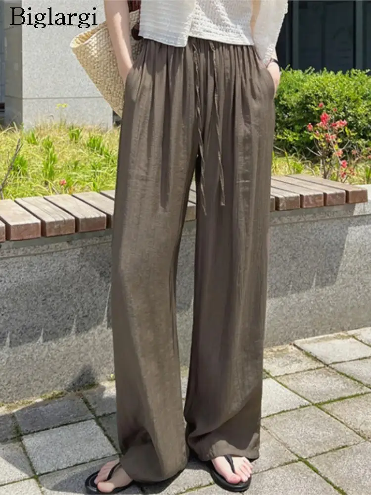 

Autumn Long Pant Women Casual Fashion Korean Style Loose Pleated Ladies Trousers Wide Leg High Waist Woman Pants 2023