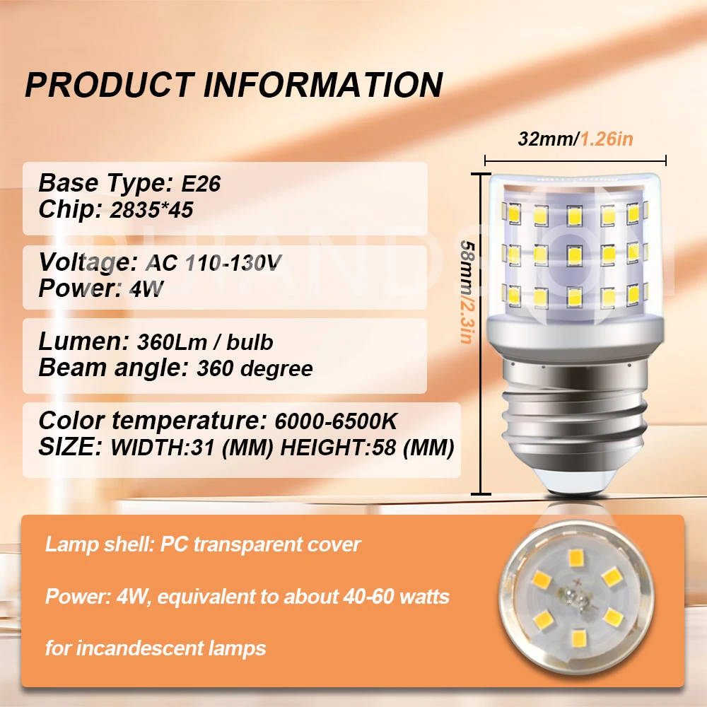 E26 130VLED light super bright,energy-saving,household durable SMD2835 360 Beam Angle Replace Halogen Chandelier Lamp cornbubble