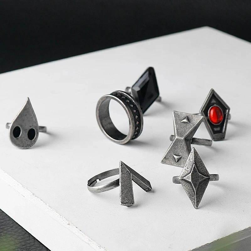 2022 Game Genshin Impact Hu Tao Ring Cosplay Accessories Rings Set Props Project Characters Anime Metal Ring Gift For Unisex - Image 2