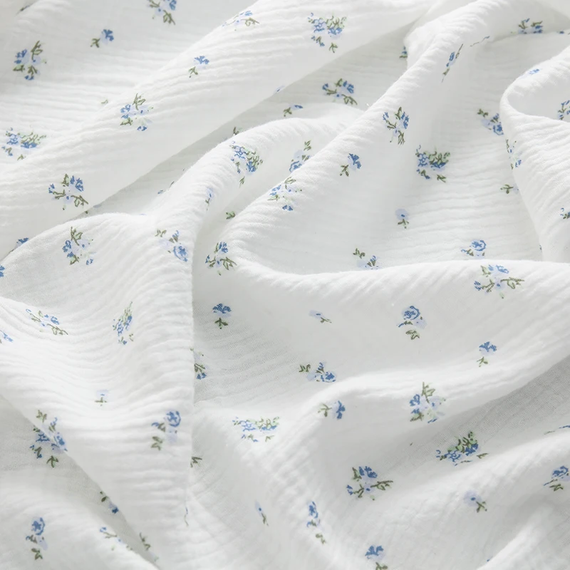 순색 크레이프 더블 레이어 코튼 원사 원단, 부드러운 잠옷, 원단 DIY 의류, YHTJ0113, 135x50 cm, 500cm