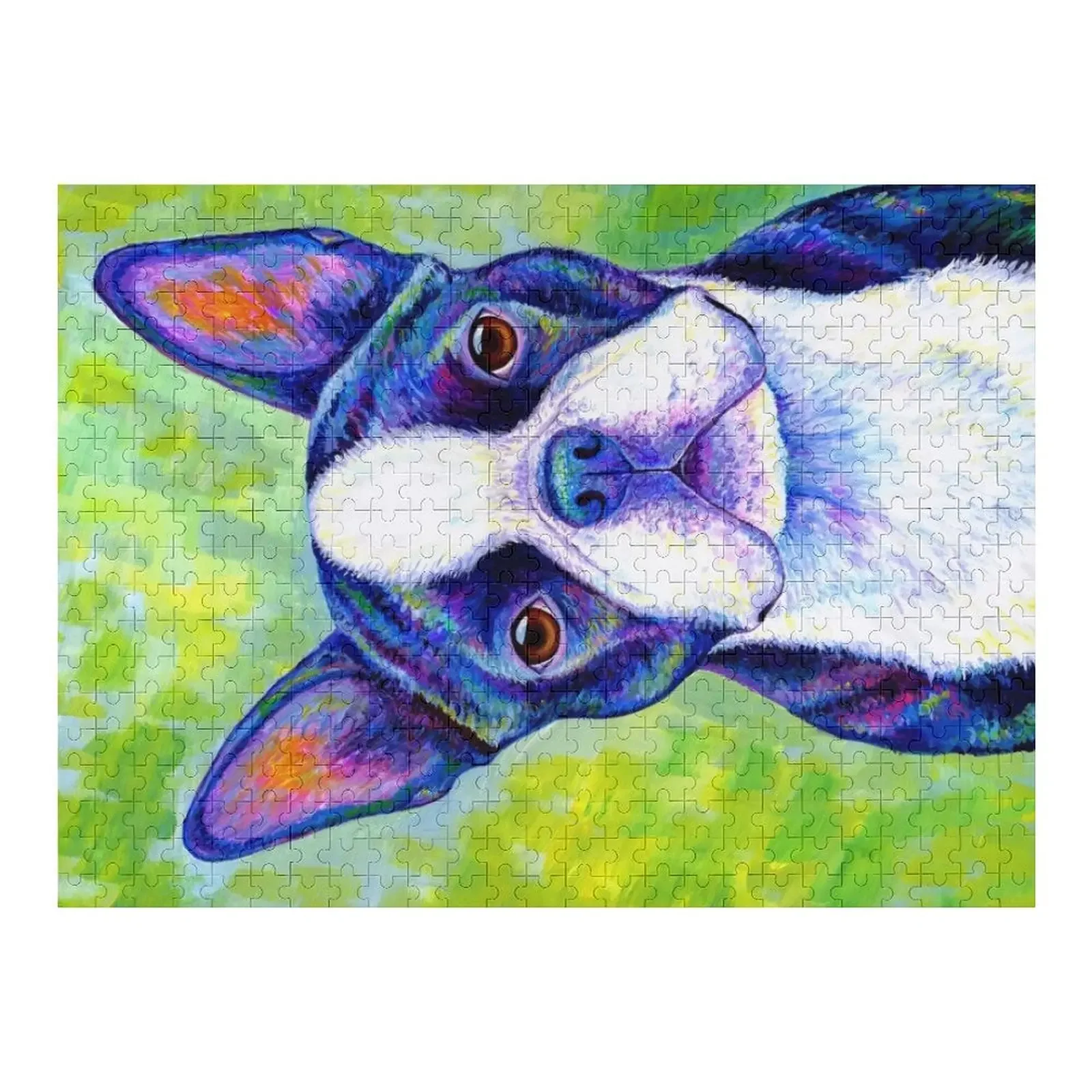 Effervescent - Colorful Boston Terrier Dog Jigsaw Puzzle Works Of Art Custom Puzzle