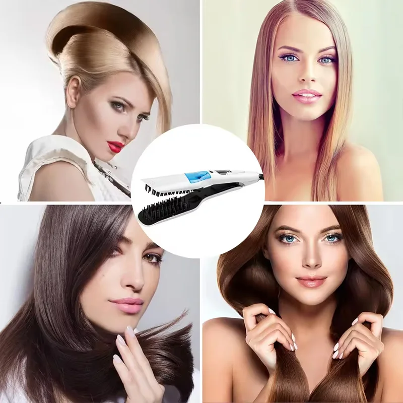 Household adjustable working temperature Steam Hair Straightening Comb LCD Spray Electric Splint Straightener for 2