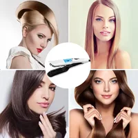 Household adjustable working temperature Steam Hair Straightening Comb LCD Spray Electric Splint Straightener for 2