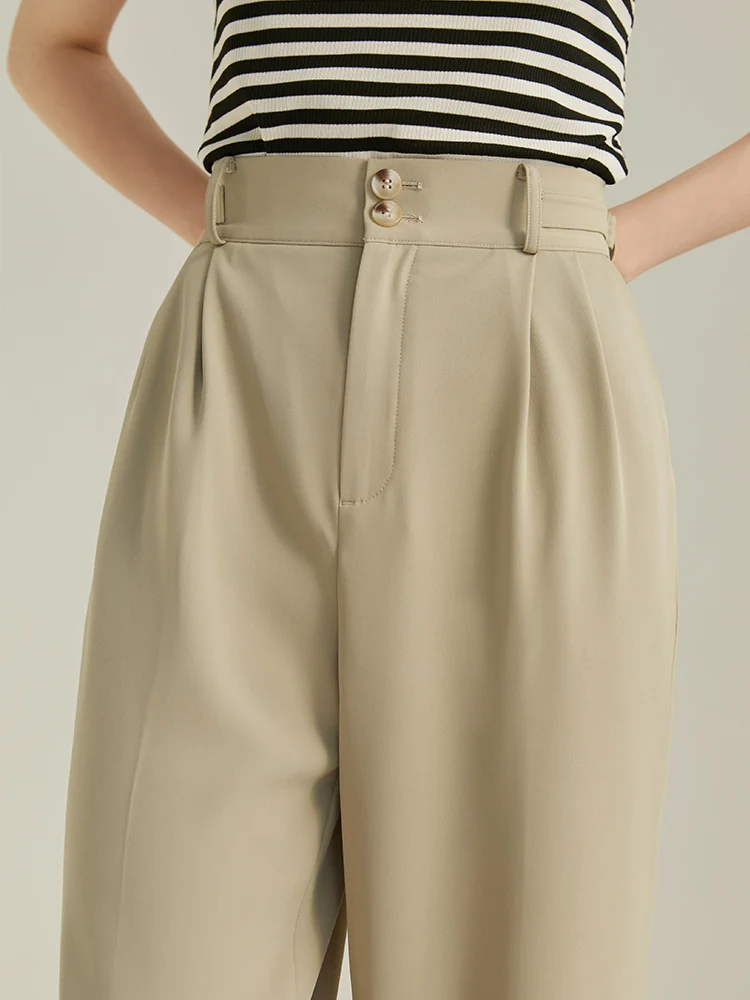 FANSIALEN High Waist Straight Long Trousers Loose Waist Full