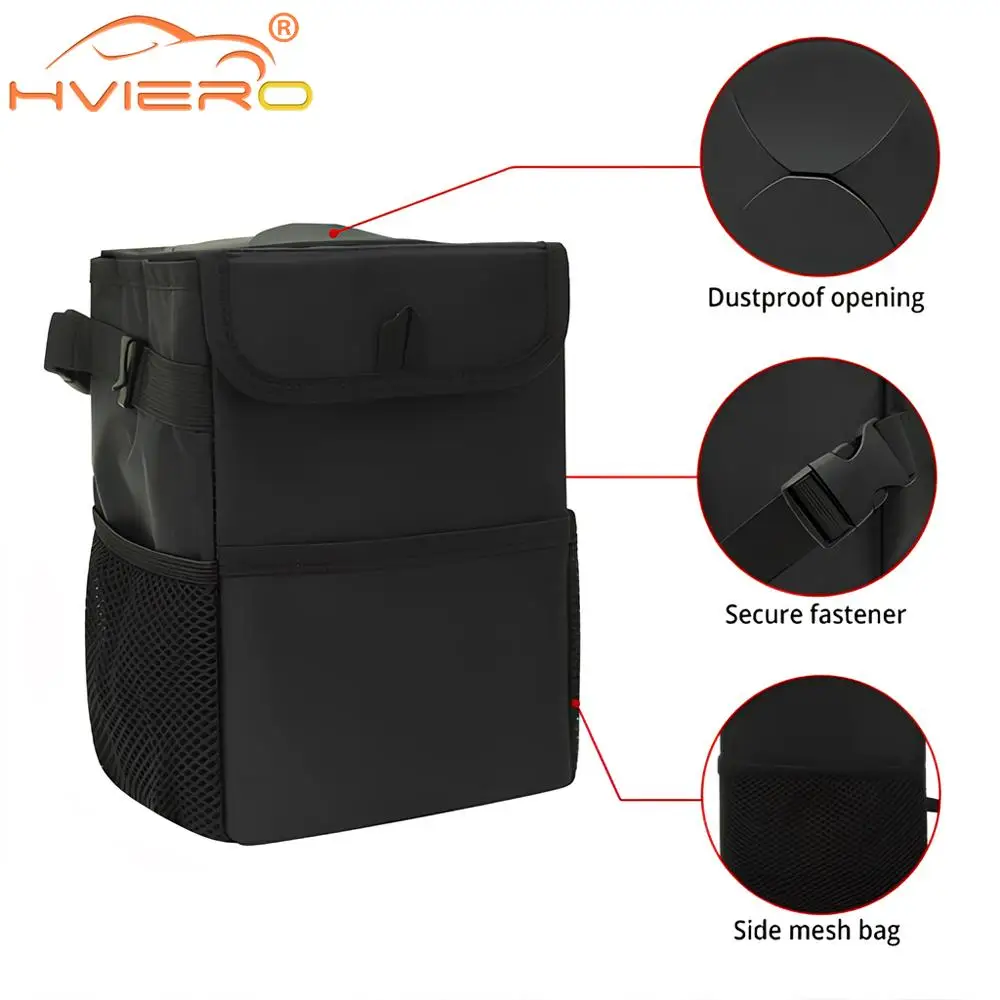 Trash Can Lid Storage Pockets Leak Proof Organizer Waterproof Garbage Multipurpose Bin For Car car trash can