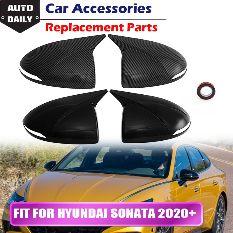 

Rearview Side Mirror Cover Wing Cap Exterior Door Rear View Case Trim For Hyundai Sonata DN8 2020 2021 2022 2023 Carbon Look