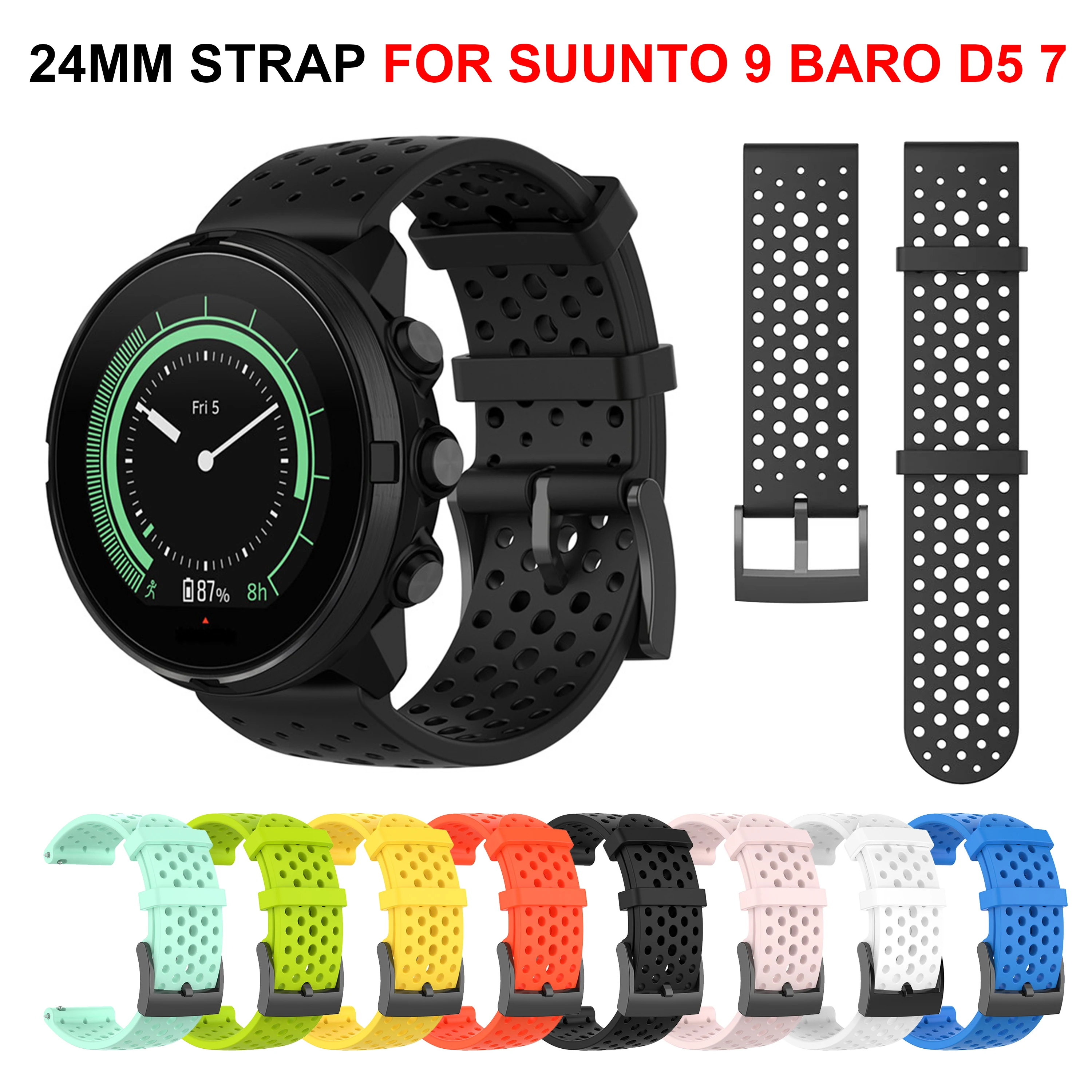 Garmin Venu 3s Correa Para Suunto 7/9/9 Baro/D5, Para Garmin Venu X1, Para Coros Nomad, 24mm Silicona Deporte Brazalete Pulsera De Repuesto Para / Atlas Ticwatch Pro 5 Enduro