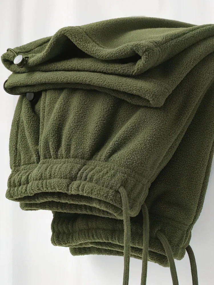 Men's Fleece Pants Vintage Thick Winter Casual Fleece Pants Men Wide leg Baggy Warm Sweatpants Male Drawing Jogger Pants Falls Trousers