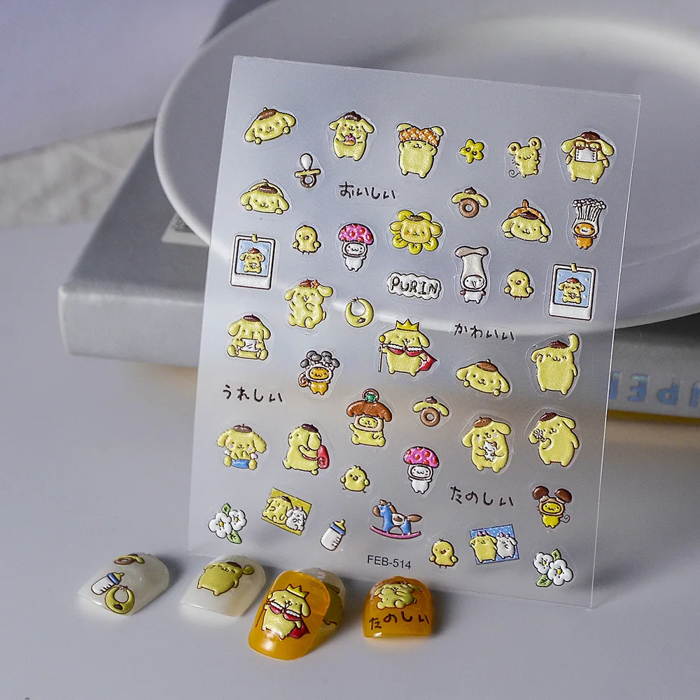 

Sanrio Cute Cartoon New Craft Thin Tough Pompom Purin 5D Nail Art Stickers Stick On Nail Nail Jewelry Kids Gifts Toys