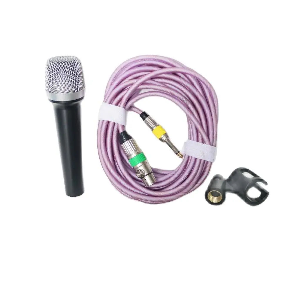 Pro Cardioid Vocal Dynamic Handheld Wired Microphone with Strong Cable Bag Clip Stage Performance DJ Karaoke Sing Recording