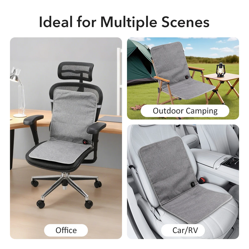   Electric Chair Pad Heating Full Body Back Massager Car Chair Cushion Home Office Camping Lumbar Heated Mat Heated Seat Mat