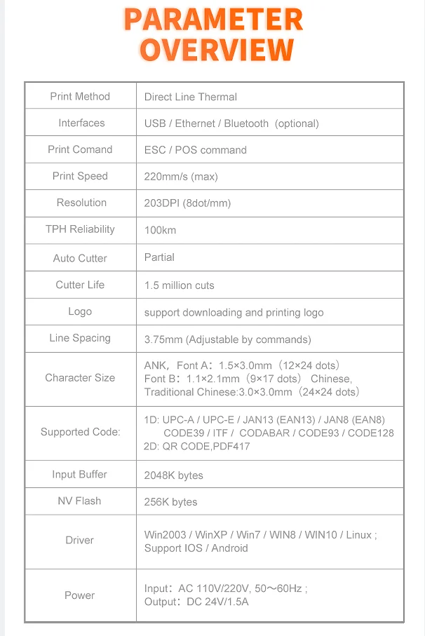 Impressora de Recibos Térmica Auto Cut Desk Printer Cortador Automático Restaurante Cozinha Pos Serial Usb Lan Wifi Bluetooth 80 mm Novo - Imagem 3