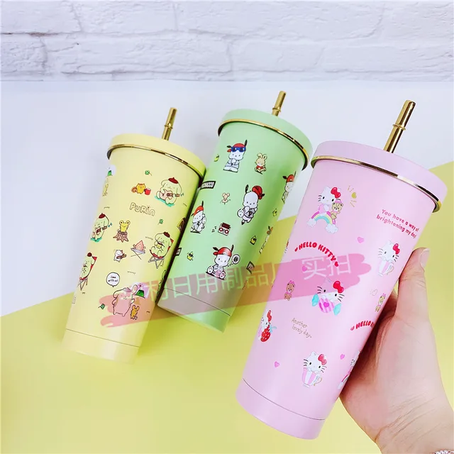 Kawaii Stainless Steel Straw Cup Sanrioed My Melody Kuromi Cinnamoroll Cute  Cartoon Large Capacity Coffee Cup Thermal Mug Gift - AliExpress