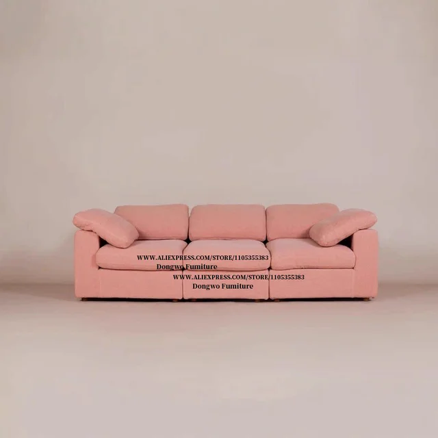 Nordic Wabi Sabi medieval style linen fabric sofa for three or four people, removable and washable living room furniture 3