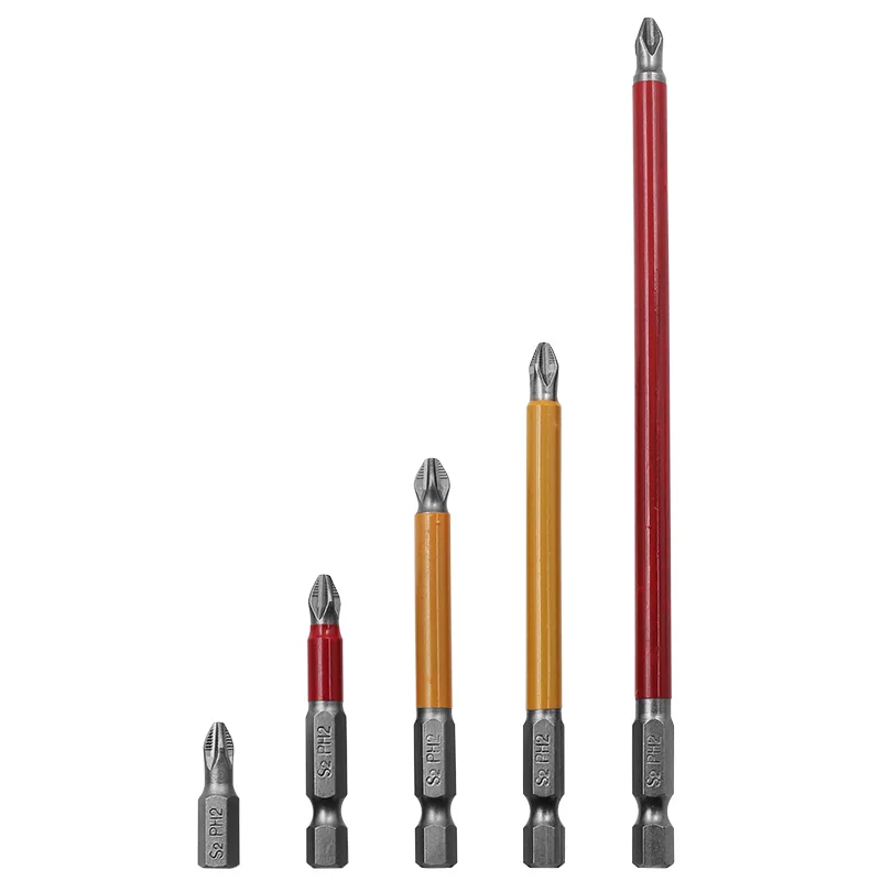 Magnetic Hex Shank Anti Slip Long Reach Electric Screwdriver Bits Precision PH2 Single Phillips/Cross Head Power Tools