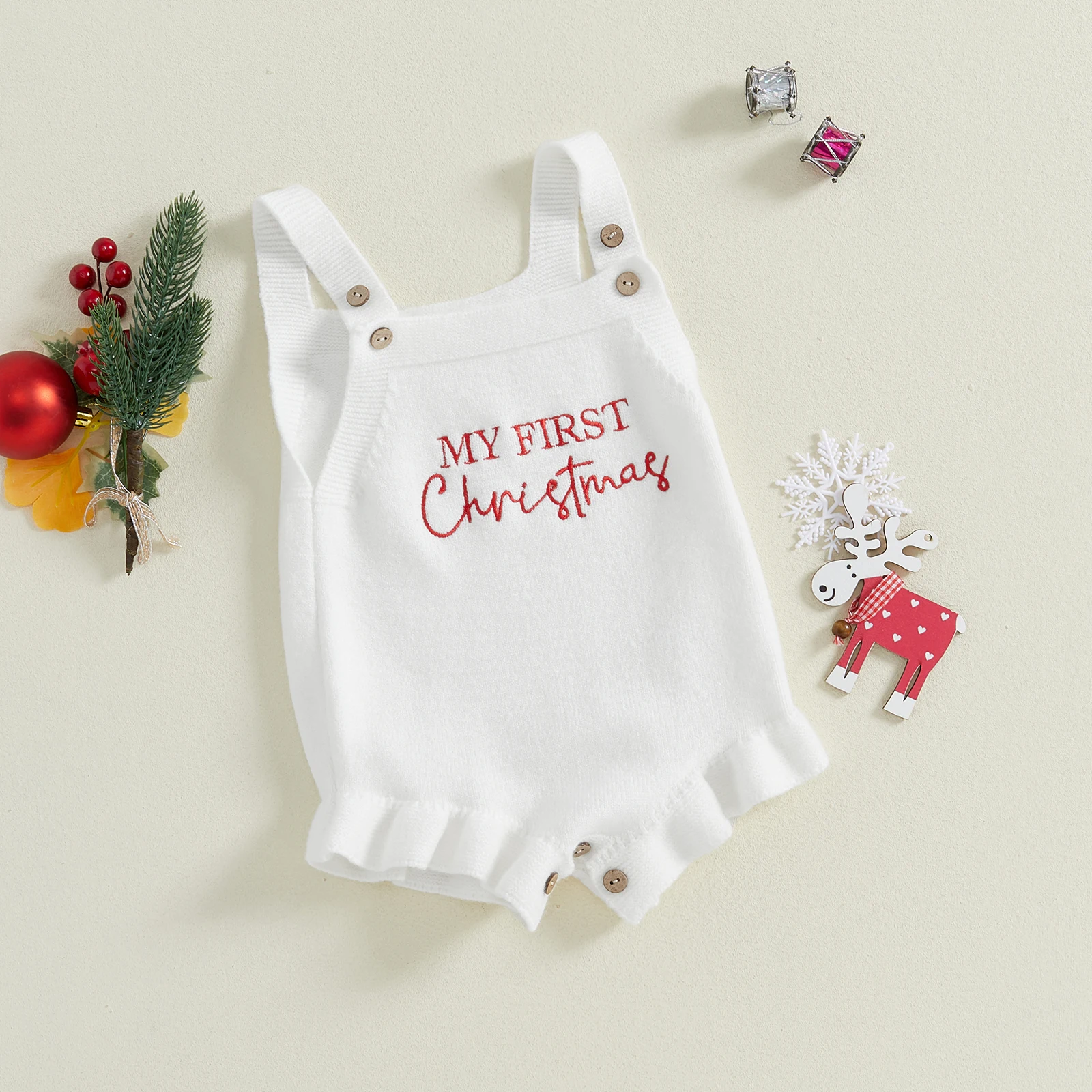 MISOWMNJOY Baby Girl Boy Knit Romper Sweater Newborn Knitwear Sleeveless Cute Letter Print Ruffle Kids Bodysuit Infant Overalls