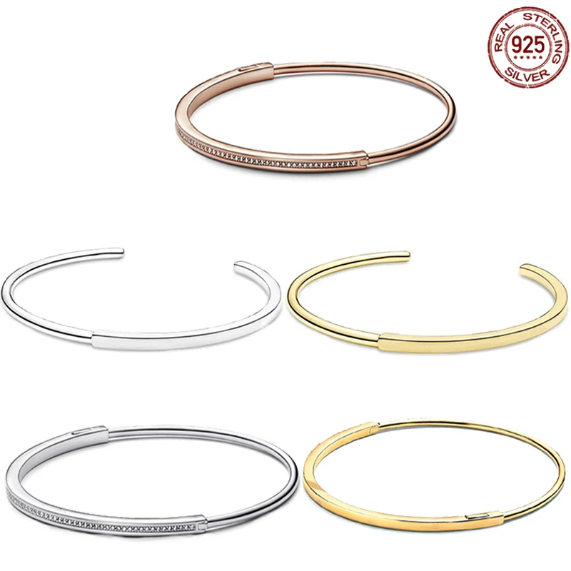 

The all-new 925 sterling silver temperament diamond I-D series open style bracelet is fit designing original charm DIY jewelry