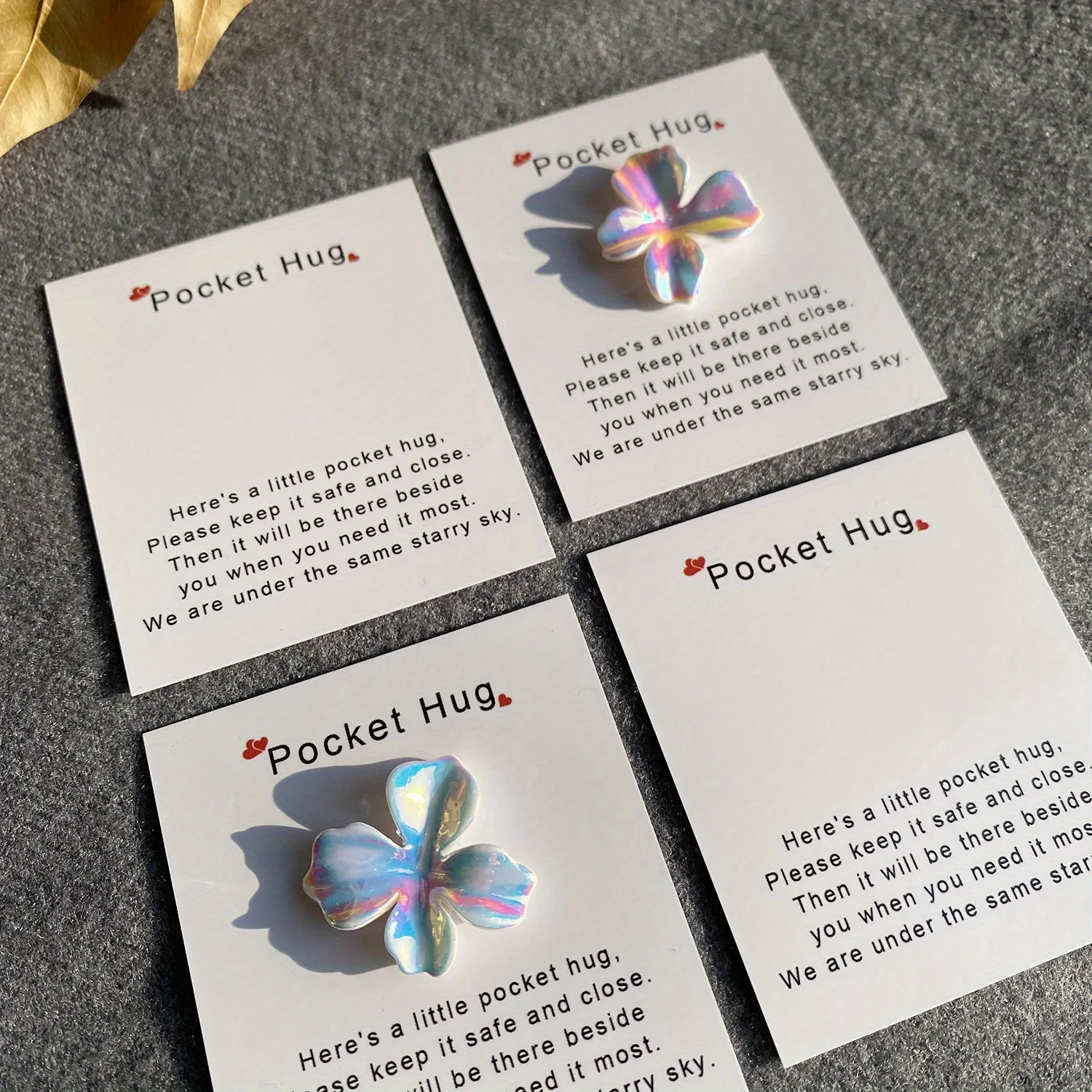 1pc, A Small Love Pocket Hug Card, 3D resin flower greet card，Special Birthday Wedding Party Valentine's Day Gift, Hug Token