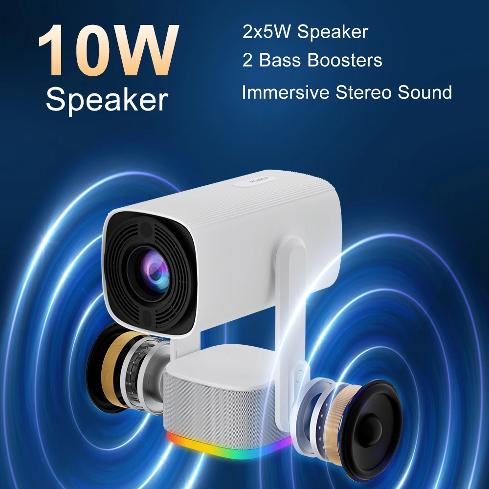 Salange 4K Projector K2 Smart Android 11 Ambient Light BT Speaker WIFI Auto Focus Keystone Free-Style, portable projector