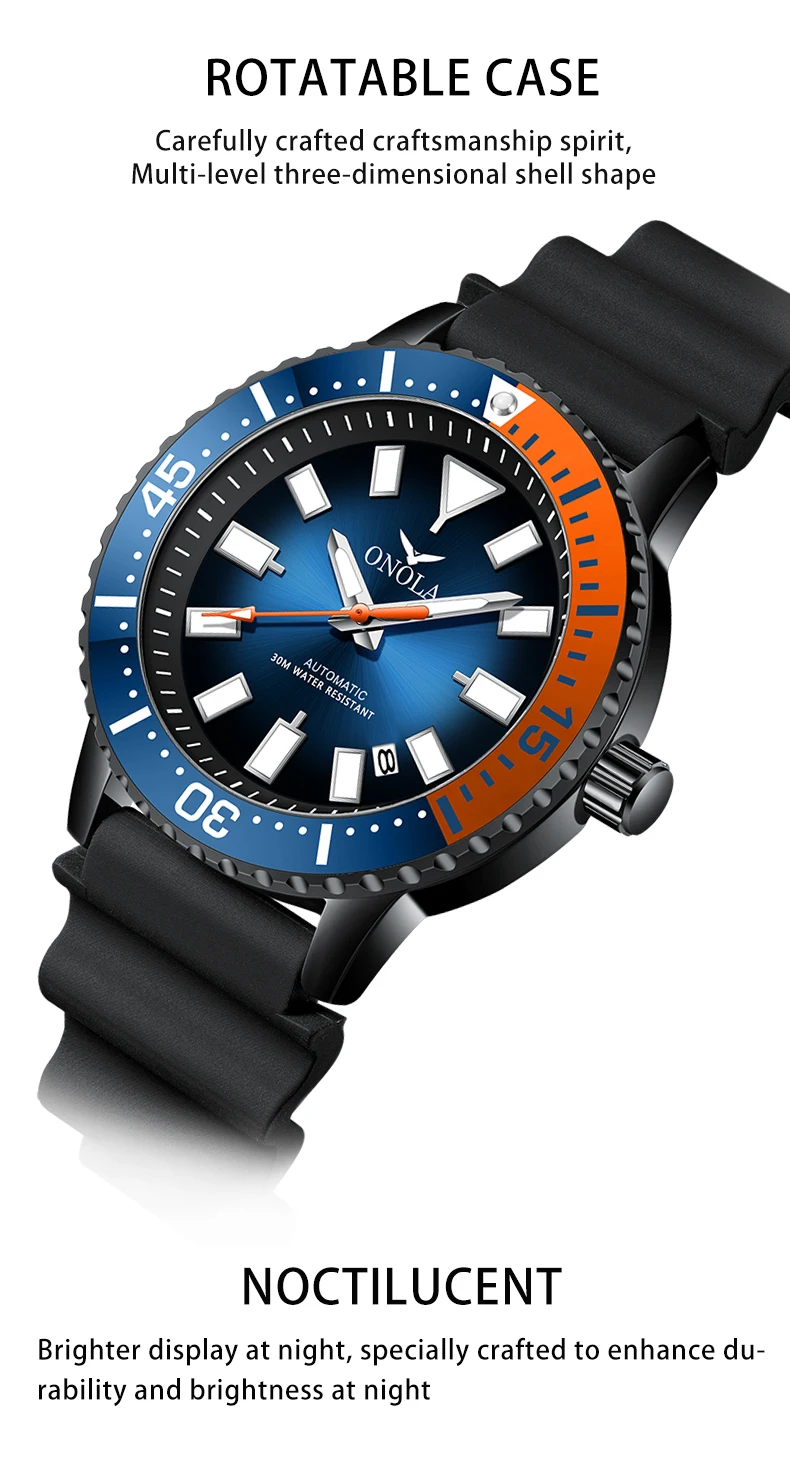 onola メンズ自動巻き時計新品 ONOLA Original Design Watch Mechanic Watches Men Top Luxury