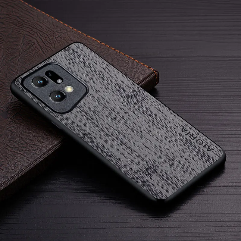 Luxury Bamboo Wood Pattern Leather Phone Cover - Premium Case for Oppo Find X5 Pro Lite 5G