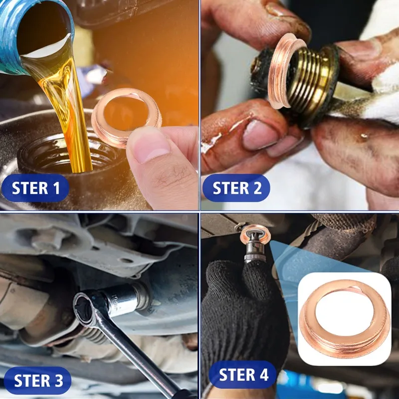 Car Oil Drain Gasket Drainage Bolt Pad Copper Oil Drain Plug Gasket Auto Replaceable Accessories 11026-01M02 for Infiniti Altima