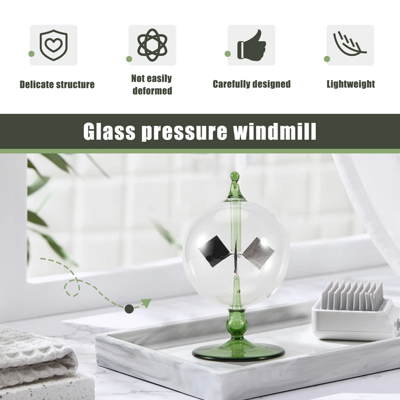 Green Solar Power Radiometer Crookes Solar Energy Spinning Vanes Windmill Gift Home Desk Decoration 4