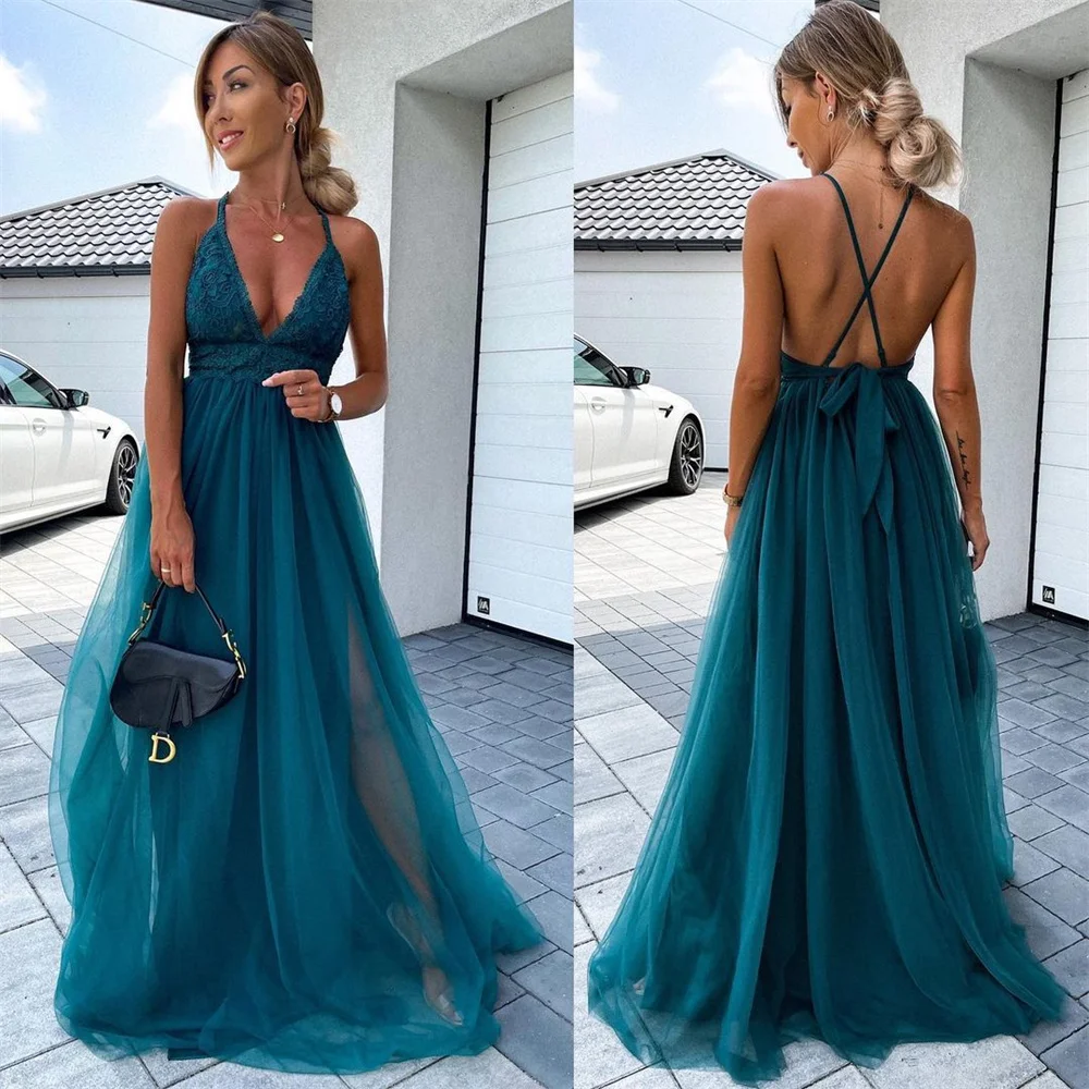 

Summer Women Long Dress 2023 New in Female Fashion Spaghetti V-neck Backless Elegant Lady Formal Party Birthday Graduation Dress