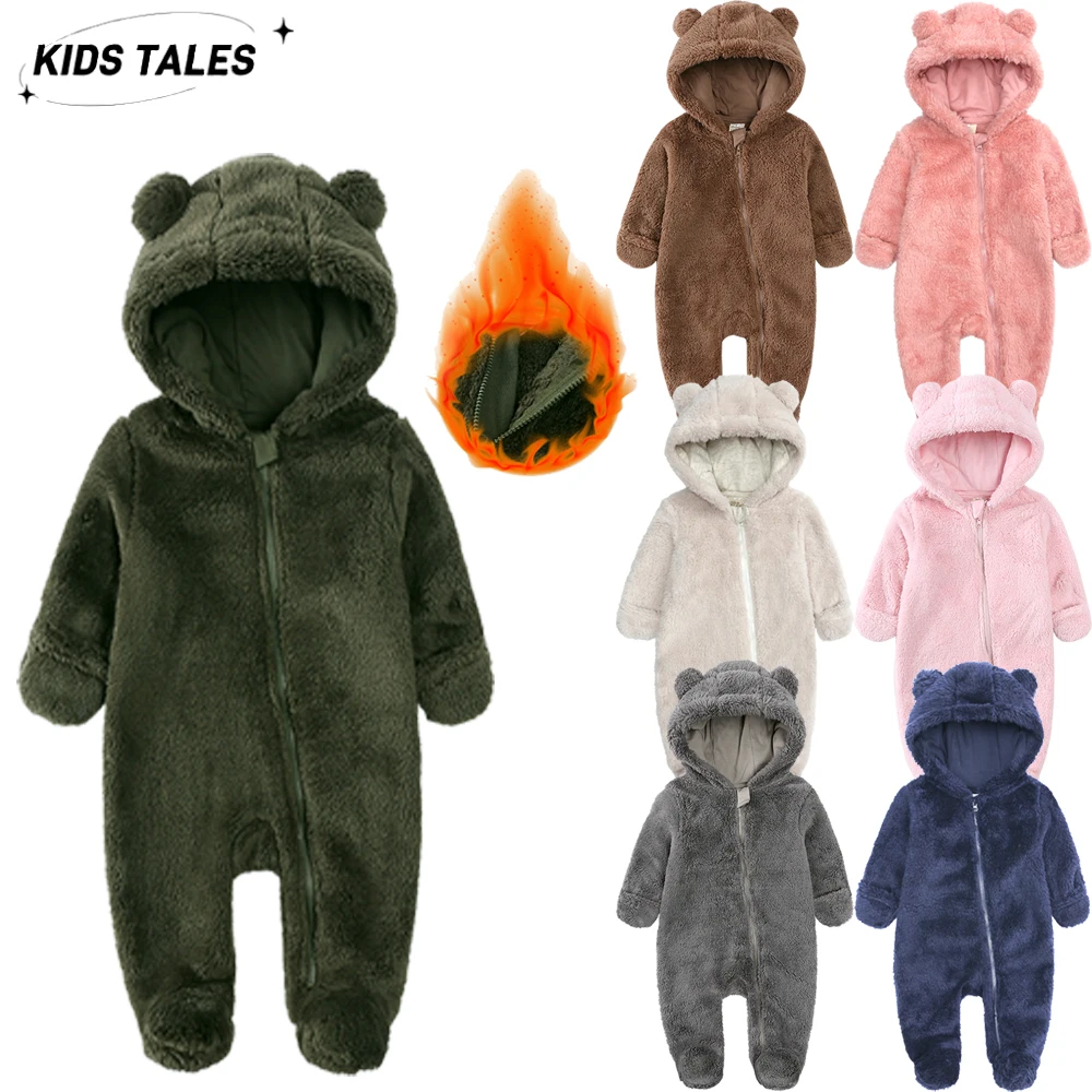 Winter Essentials Fleece Baby Clothes Romper Kids Boys Girls Pajamas Hooded Toddler Bodysuit Infant Jumpsuit Newborn Onesies