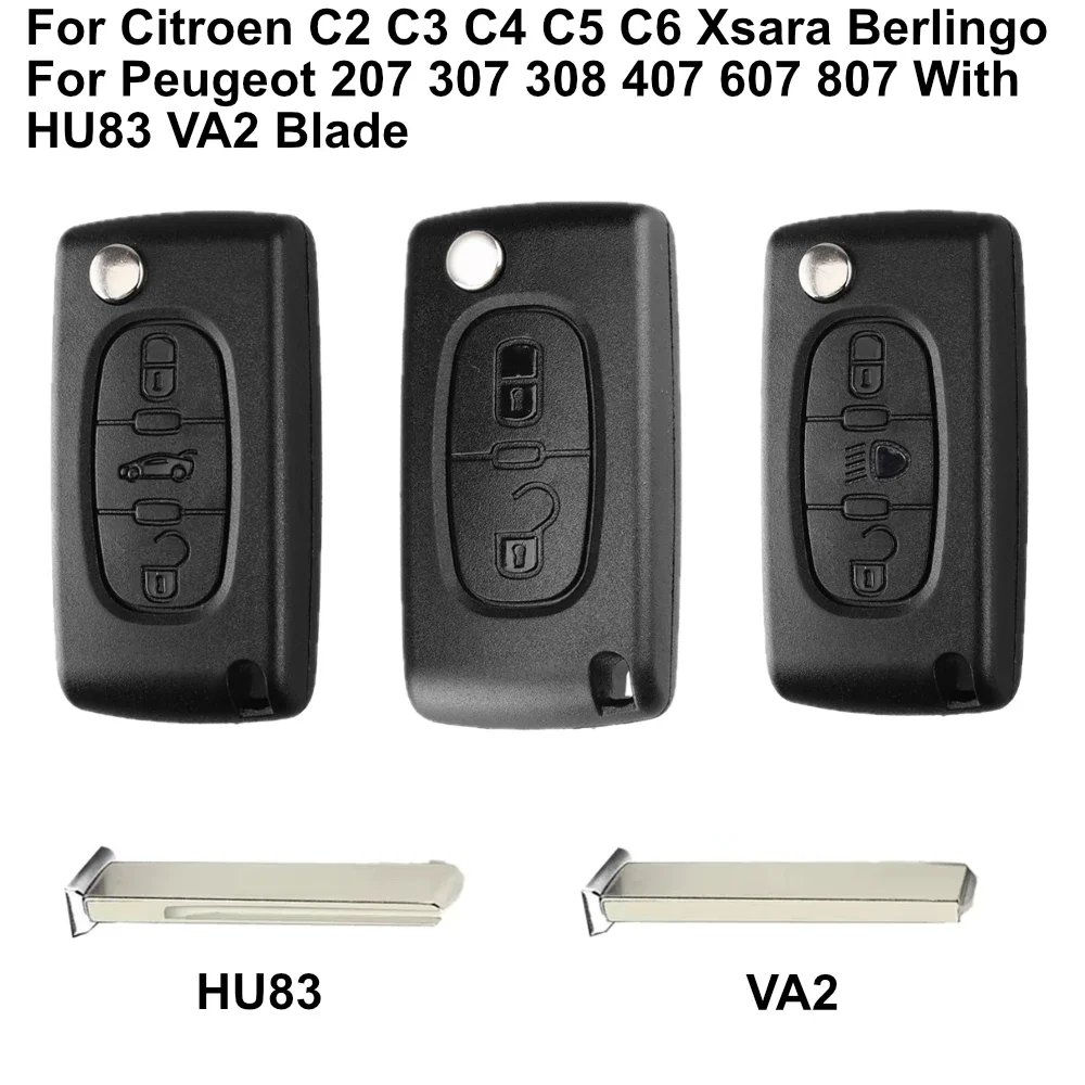 Car Key Shell HU83 VA2 Citroen C2 C3 C4 C5 C6 Xsara Berlingo Peugeot 207 307 308 407 607 807 Flip Remote