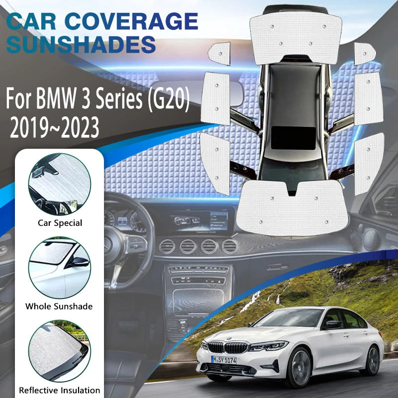 

Full Covers Sunshades For BMW 3 Series G20 LWB 2019-2023 Summer Sunproof Shades Cover Window Visors Windshield Auto Accessoriess