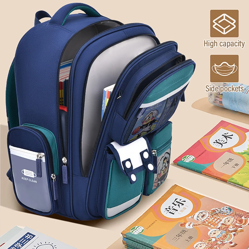 New Children School Bag Boy's Cartoon Backpack Primary Schoolbag Student's Backpack 1-6 Grades Boys Girls Spine Relief Backpack 2