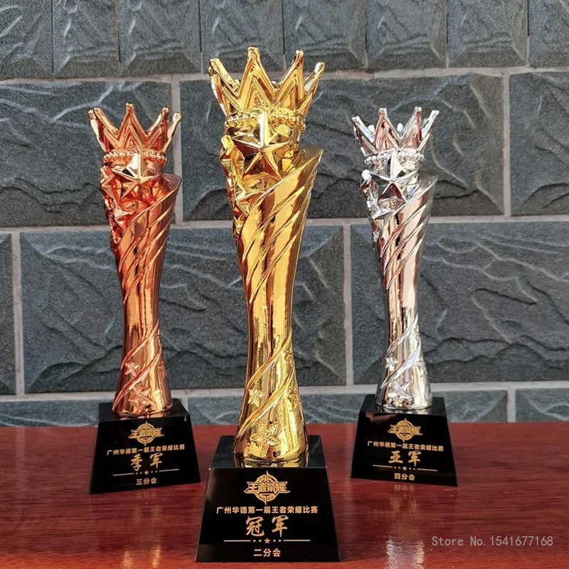 Customized Crown Trophy, Golden Cups Trophy, Award Champions, Sports Winner, Educational Props, Reward Competition Prizes Toy