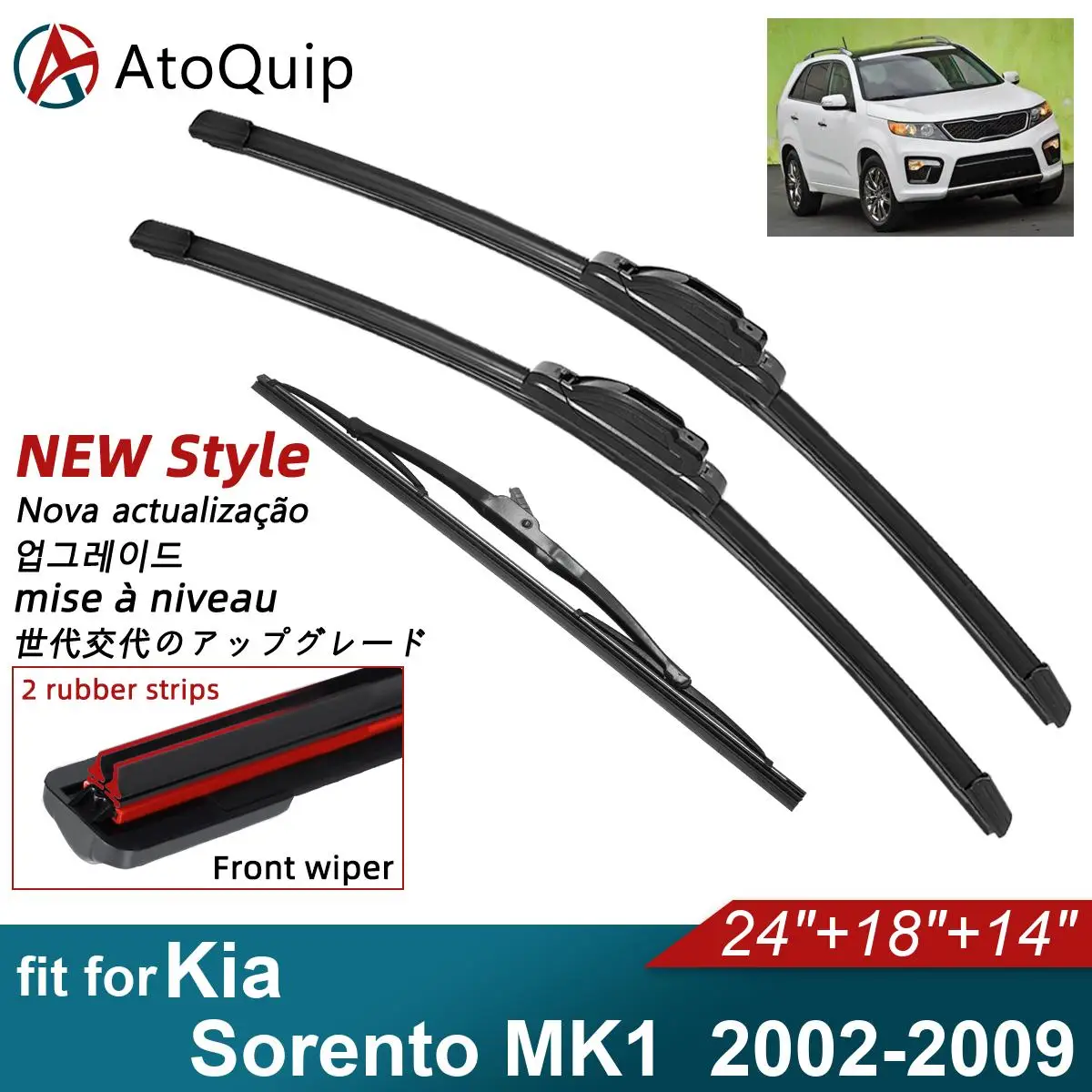 

Двойные резиновые автомобильные дворники для 2002-2009 Kia Sorento MK1, передние Аксессуары для автомобилей 2006 2007 2008