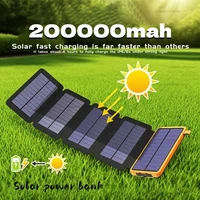 Solar Power Bank 20000mAh with4 Solar Panel Wireless Charger Powerbank for iPhone 15 Huawei Xiaomi Samsung Poverbank For Xiaomi