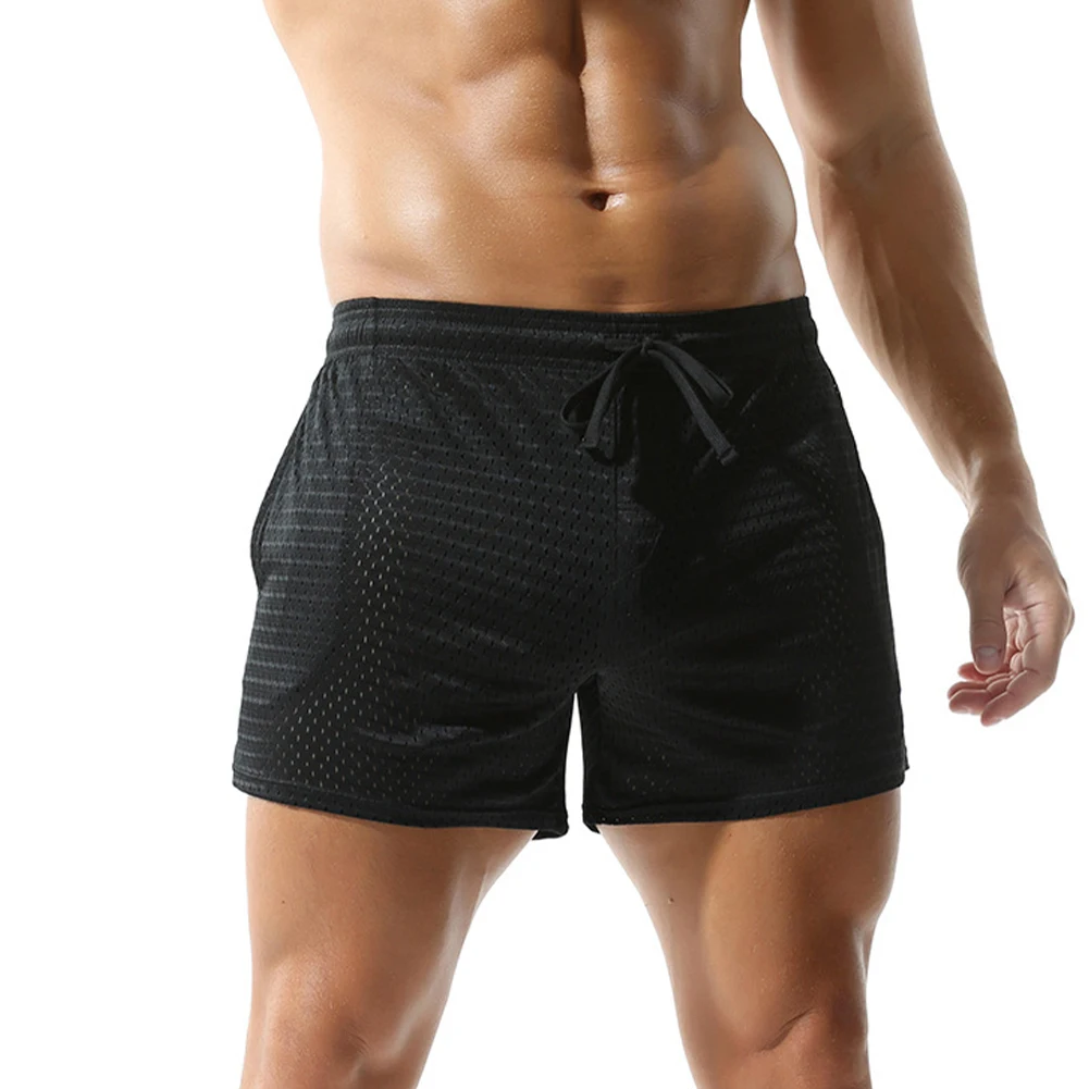 Men's Mesh See Through Boxers Shorts Mid-rise Briefs Trunks Breathable Underwear Male Elastic Underpants Lingerie Knickers
