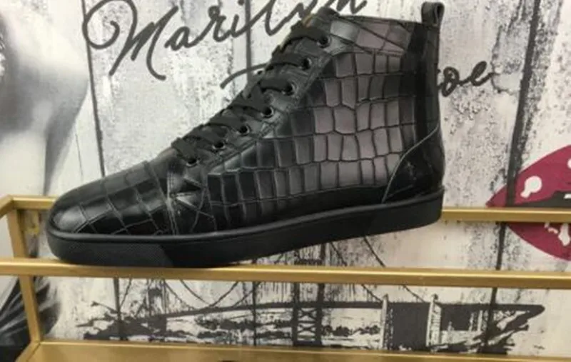 Real Leather Black Stone Pattern Shoes Luxury Trainers Ankle Lace Up Sneaker High Top Streetwear Walking Shoe Basketball Male 5