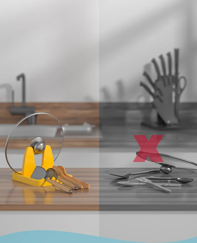 Description Picture 6 of itemPot Lid Rack Multifunctional Foldable Spoon Holder Stand Organizer for Fork Spatula Rack Pan Cover Shelf Tableware Storage Rack